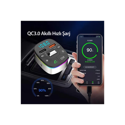 Earldom M74 Bluetooth USB 3.0 Dijital Ekranlı FM Transmitter - Siyah