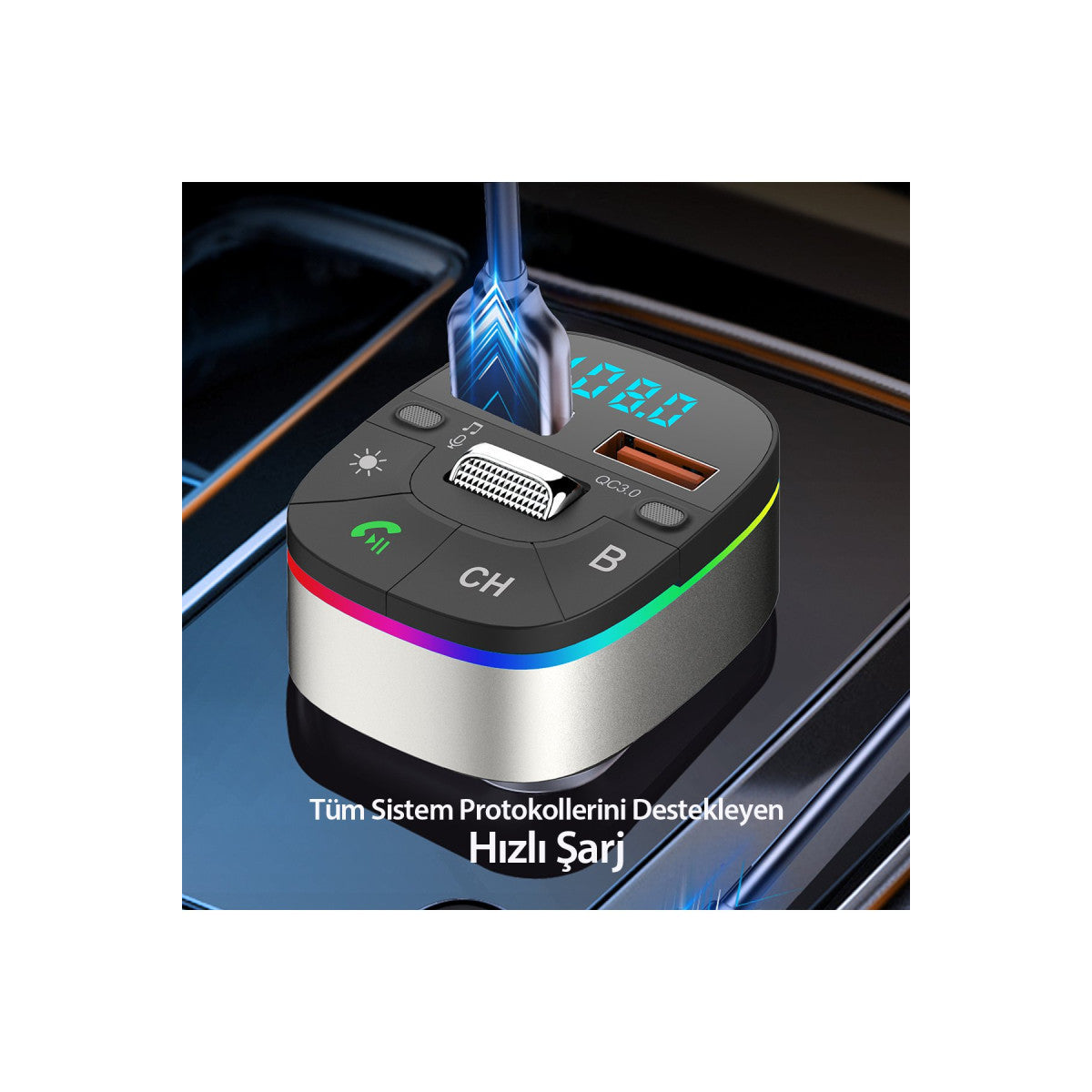 Earldom M74 Bluetooth USB 3.0 Dijital Ekranlı FM Transmitter