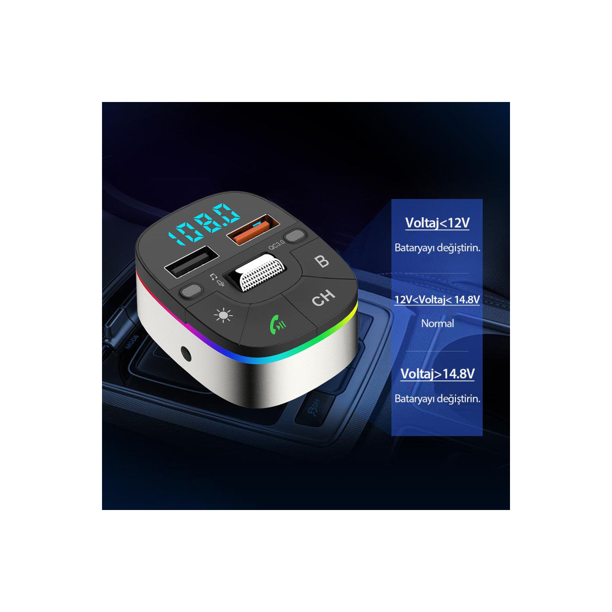 Earldom M74 Bluetooth USB 3.0 Dijital Ekranlı FM Transmitter