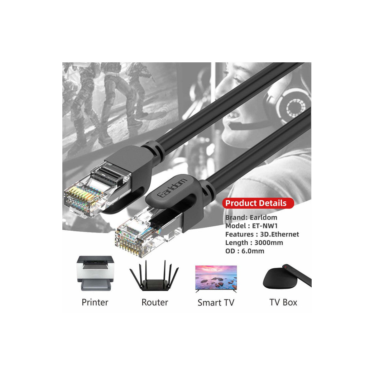 Earldom NW1 3M Cat 6 Ethernet Network Kablosu
