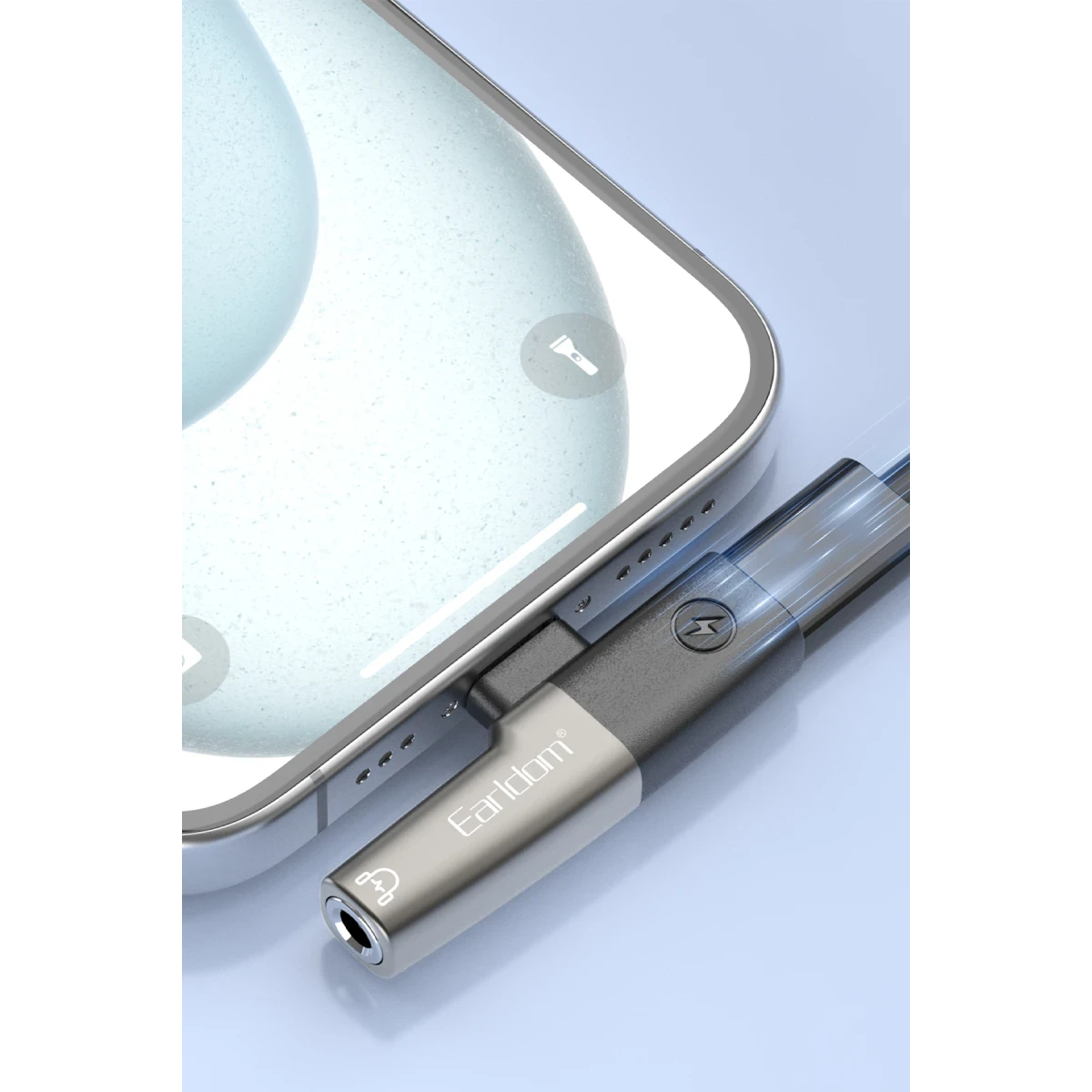 Earldom OT107L Lightning to 3.5mm ve Lightning Çıkış Dönüştürücü - Siyah