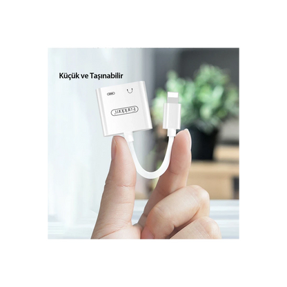 Earldom OT46 Tak Çalıştır Lightning to 2in1 Type-C ve Aux Dönüştürücü - Beyaz