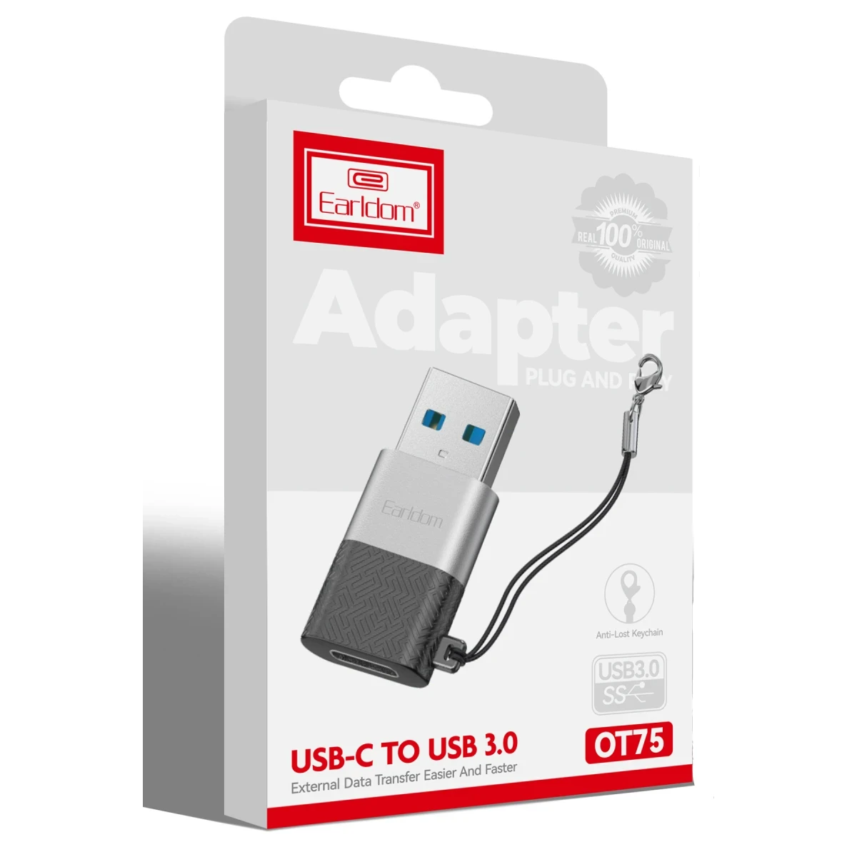 Earldom OT75 Tak Çalıştır USB to Type-C Dönüştürücü - Gri