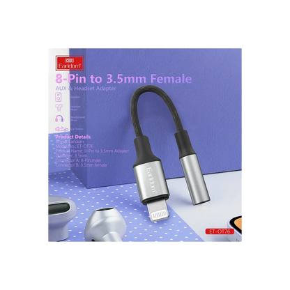 Earldom OT76 Tak Çalıştır 12cm Lightning to Aux Dönüştürücü - Gri