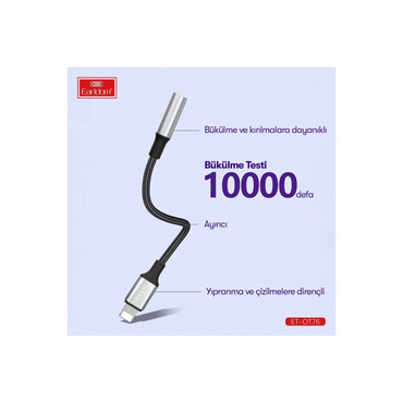 Earldom OT76 Tak Çalıştır 12cm Lightning to Aux Dönüştürücü - Gri