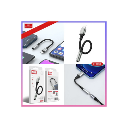 Earldom OT76 Tak Çalıştır 12cm Lightning to Aux Dönüştürücü - Gri
