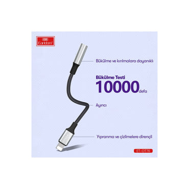 Earldom OT76 Tak Çalıştır 12cm Lightning to Aux Dönüştürücü