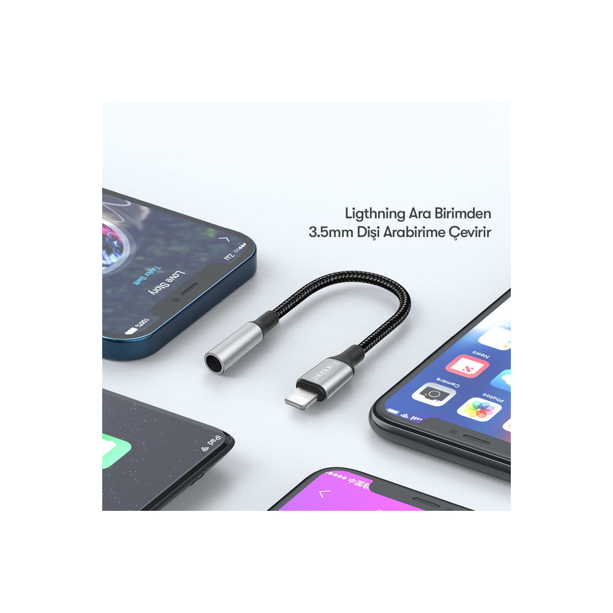Earldom OT76 Tak Çalıştır 12cm Lightning to Aux Dönüştürücü