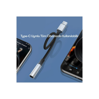 Earldom OT77 Tak Çalıştır Type-C to Aux Dönüştürücü - Siyah