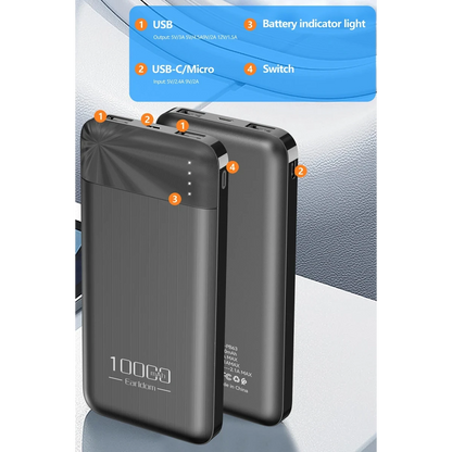 Earldom PB63 10.000 mAh 2 Adet 10W USB Çıkışlı Powerbank - Siyah