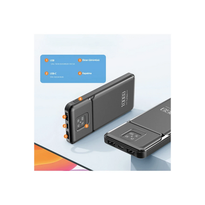 Earldom PB64 10.000 mAh 2 Adet 10W USB Çıkışlı Dijital Göstergeli Powerbank - Siyah