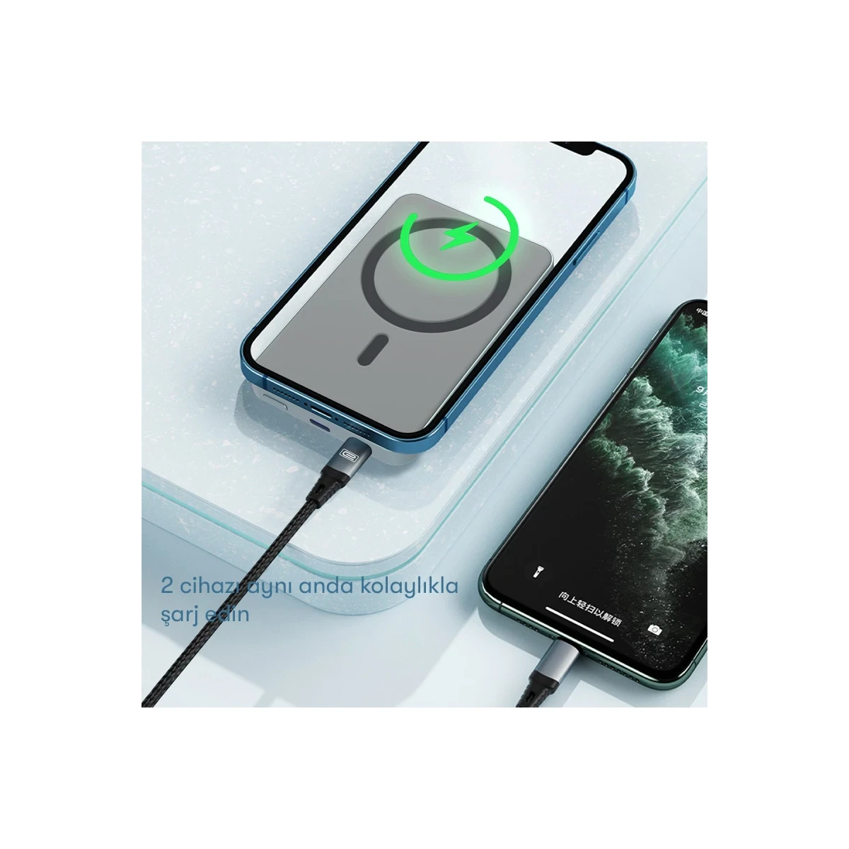 Earldom PD23 5.000 mAh 20W Kablosuz Şarjlı PD Hızlı Şarj Mini Powerbank - Mor