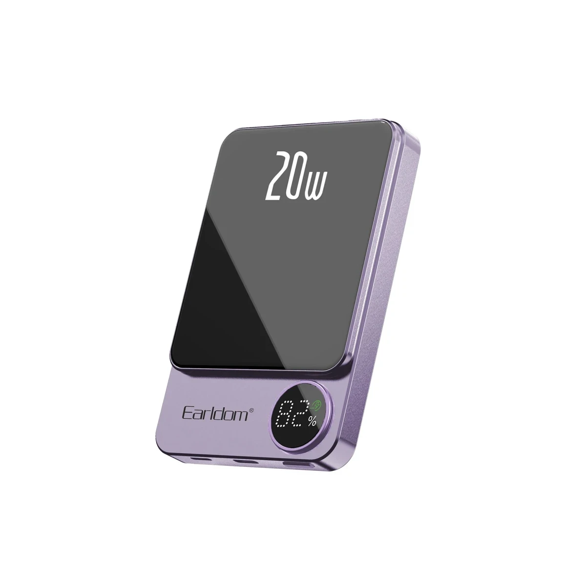 Earldom PD23 5.000 mAh 20W Kablosuz Şarjlı PD Hızlı Şarj Mini Powerbank - Mor