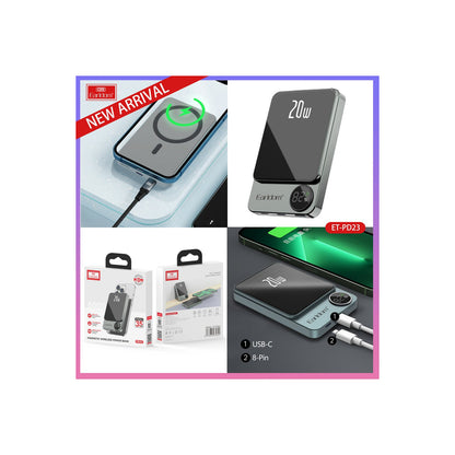 Earldom PD23 5.000 mAh 20W Kablosuz Şarjlı PD Hızlı Şarj Mini Powerbank