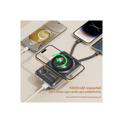 Earldom PD28 10.000 mAh 22.5W Kablosuz Şarjlı Dijital Göstergeli PD Hızlı Şarj Mini Powerbank