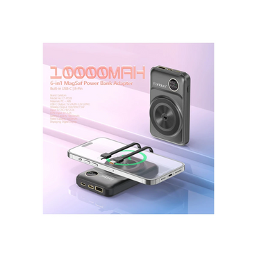 Earldom PD28 10.000 mAh 22.5W Kablosuz Şarjlı Dijital Göstergeli PD Hızlı Şarj Mini Powerbank - Siyah
