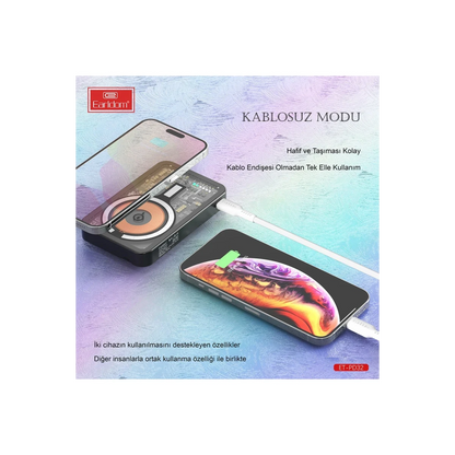 Earldom PD32 5.000 mAh 22.5W Kablosuz Şarjlı Standlı PD Hızlı Şarj Powerbank - Beyaz