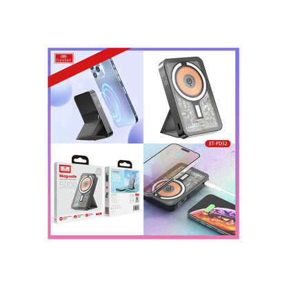 Earldom PD32 5.000 mAh 22.5W Kablosuz Şarjlı Standlı PD Hızlı Şarj Powerbank