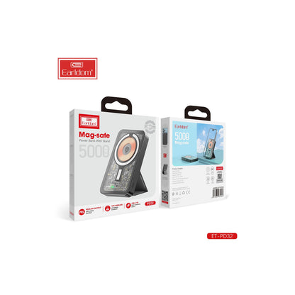 Earldom PD32 5.000 mAh 22.5W Kablosuz Şarjlı Standlı PD Hızlı Şarj Powerbank
