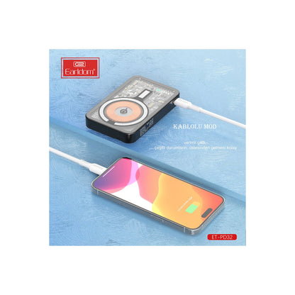 Earldom PD32 5.000 mAh 22.5W Kablosuz Şarjlı Standlı PD Hızlı Şarj Powerbank