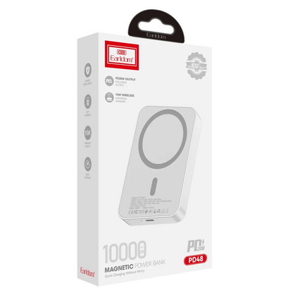 Earldom PD48 10.000 mAh 15W Kablosuz Şarj ve 20W Type-C Çıkışlı PD Hızlı Şarj Powerbank - Beyaz