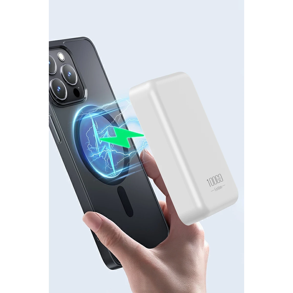 Earldom PD48 10.000 mAh 15W Kablosuz Şarj ve 20W Type-C Çıkışlı PD Hızlı Şarj Powerbank - Beyaz
