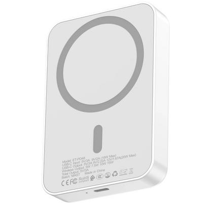 Earldom PD48 10.000 mAh 15W Kablosuz Şarj ve 20W Type-C Çıkışlı PD Hızlı Şarj Powerbank - Beyaz
