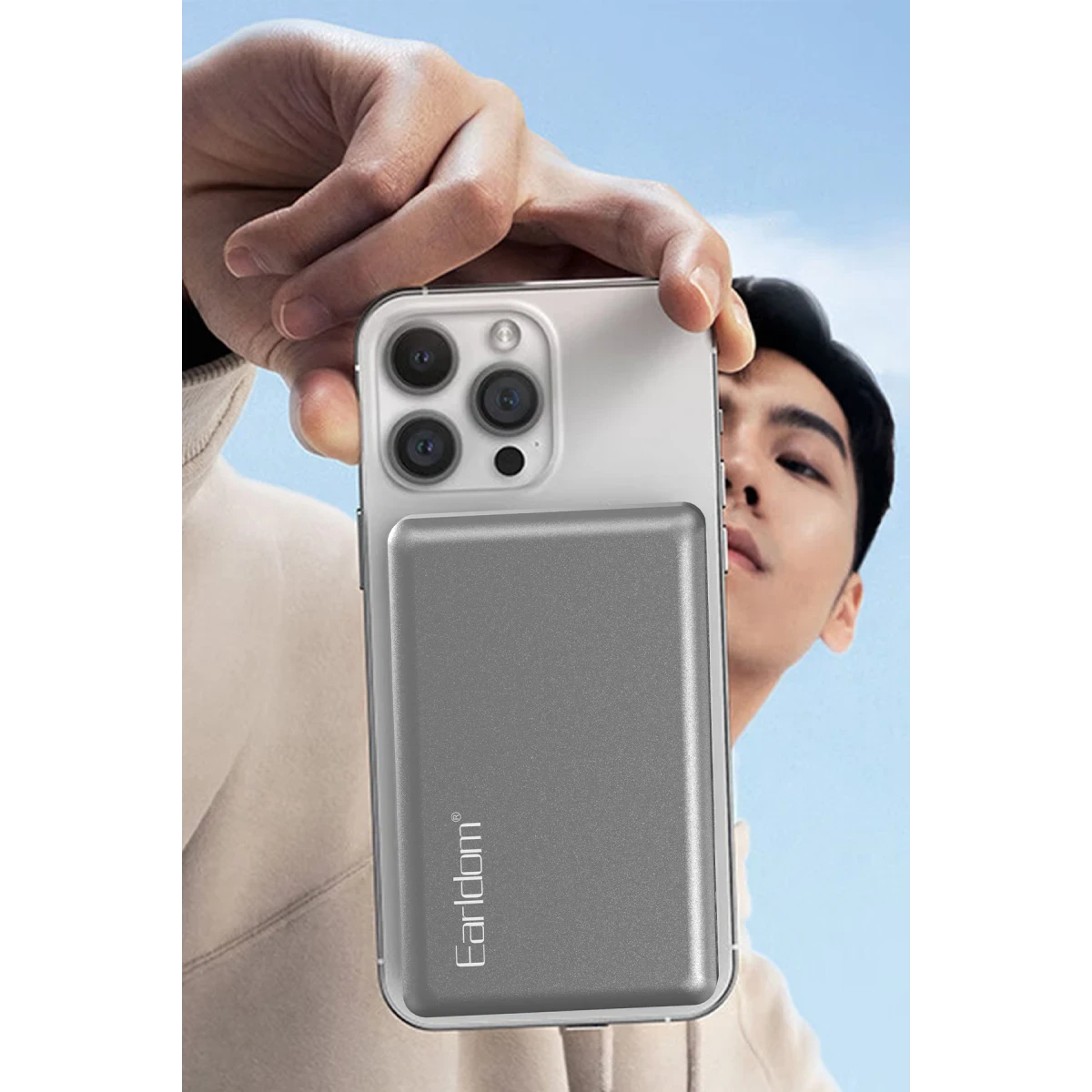 Earldom PD49 10.000 mAh 15W Kablosuz Şarj ve 20W Type-C Çıkışlı PD Hızlı Şarj Powerbank - Siyah