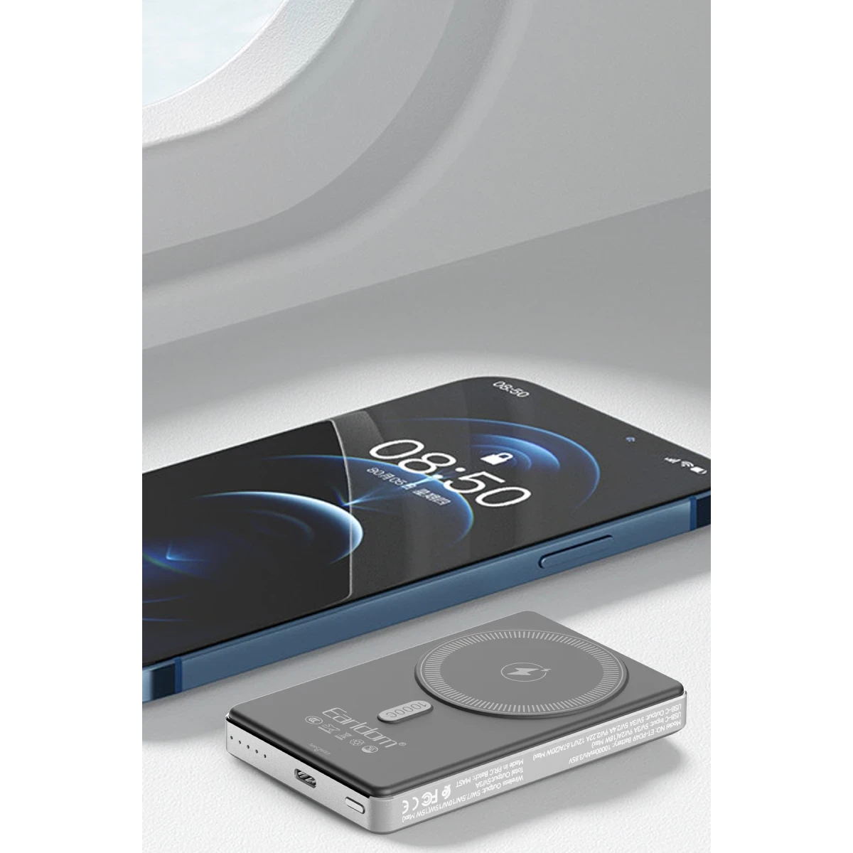 Earldom PD49 10.000 mAh 15W Kablosuz Şarj ve 20W Type-C Çıkışlı PD Hızlı Şarj Powerbank - Siyah