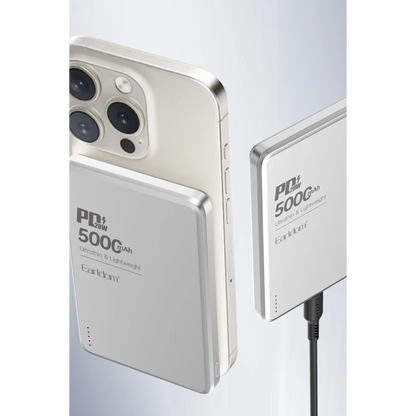 Earldom PD53 5.000 mAh 15W Kablosuz Şarj ve 20W Type-C Çıkışlı PD Hızlı Şarj Powerbank - Gümüş