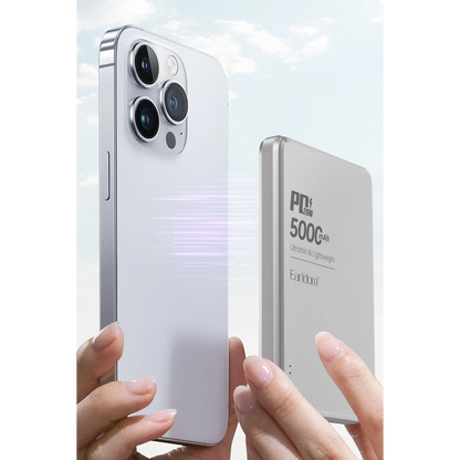 Earldom PD53 5.000 mAh 15W Kablosuz Şarj ve 20W Type-C Çıkışlı PD Hızlı Şarj Powerbank - Gümüş