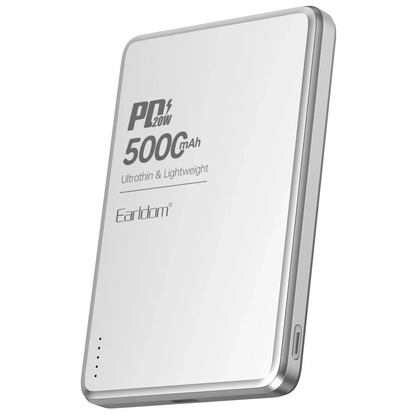 Earldom PD53 5.000 mAh 15W Kablosuz Şarj ve 20W Type-C Çıkışlı PD Hızlı Şarj Powerbank - Gümüş