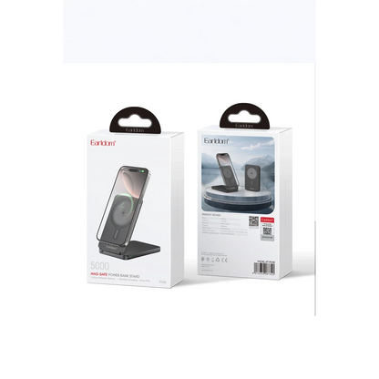 Earldom PD58 5.000 mAh 20W Kablosuz Şarj ve 20W Type-C Çıkışlı PD Hızlı Şarj ve Standlı Powerbank - Siyah
