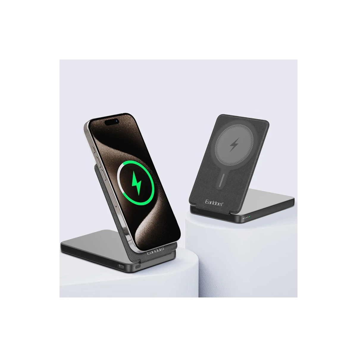 Earldom PD58 5.000 mAh 20W Kablosuz Şarj ve 20W Type-C Çıkışlı PD Hızlı Şarj ve Standlı Powerbank - Siyah