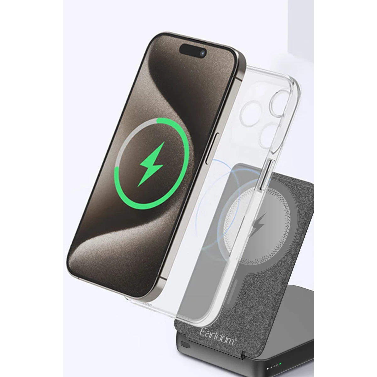 Earldom PD59 10.000 mAh 20W Kablosuz Şarj ve 20W Type-C Çıkışlı PD Hızlı Şarj ve Standlı Powerbank - Siyah