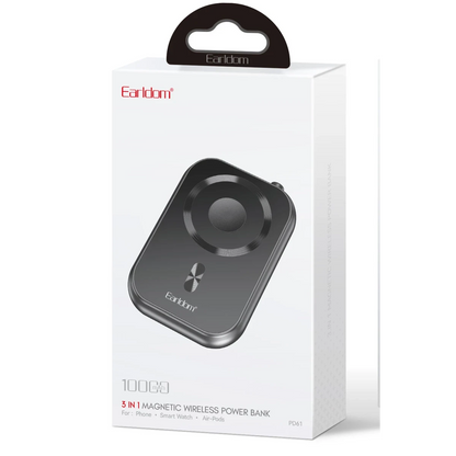 Earldom PD61 3in1 10.000 mAh 15W Kablosuz Şarj ve 20W Type-C Çıkışlı PD Hızlı Şarj Powerbank - Gri