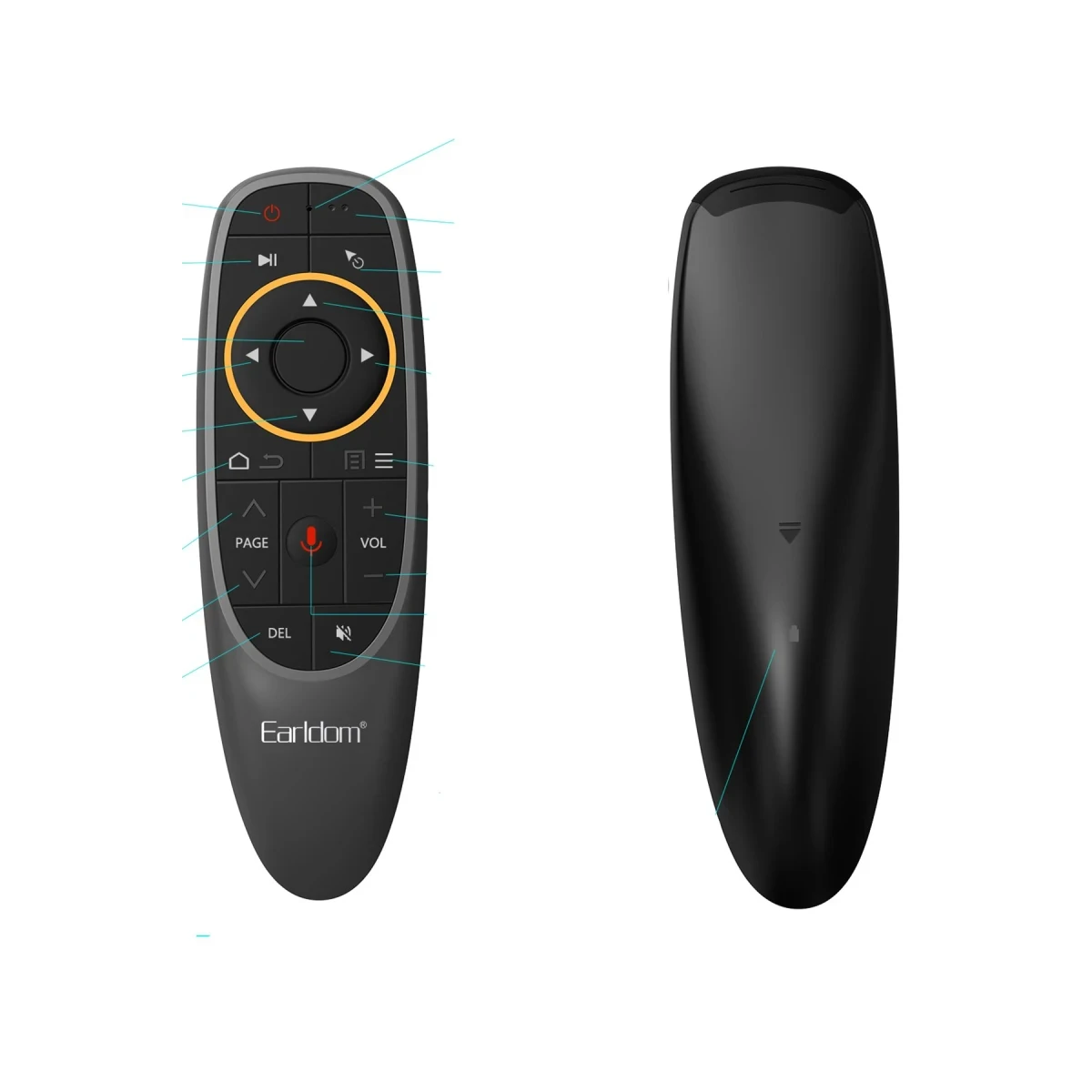 Earldom RM01 Sesli Komut ve Fare Özellikli Kablosuz 2.4G Kumanda - Siyah