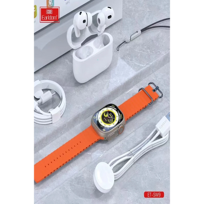Earldom SW9 Akıllı Saat ve Airpods Kulaklık Set - Siyah