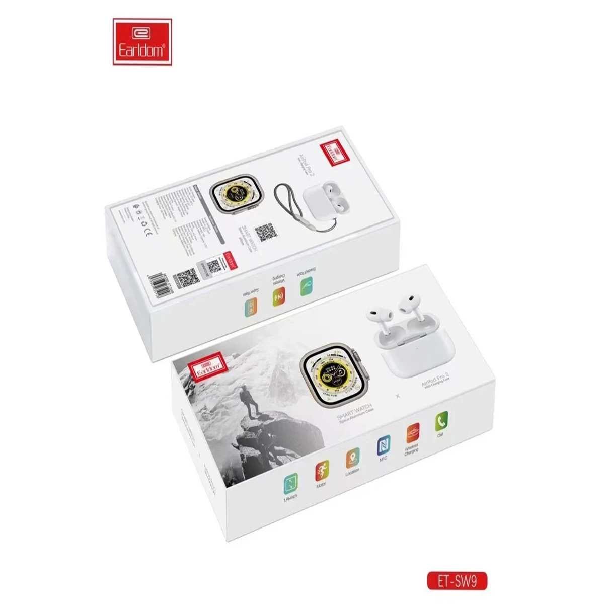 Earldom SW9 Akıllı Saat ve Airpods Kulaklık Set - Siyah