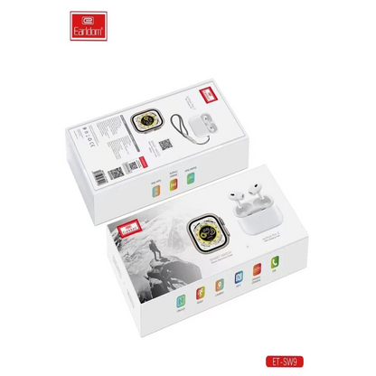 Earldom SW9 Akıllı Saat ve Airpods Kulaklık Set - Siyah
