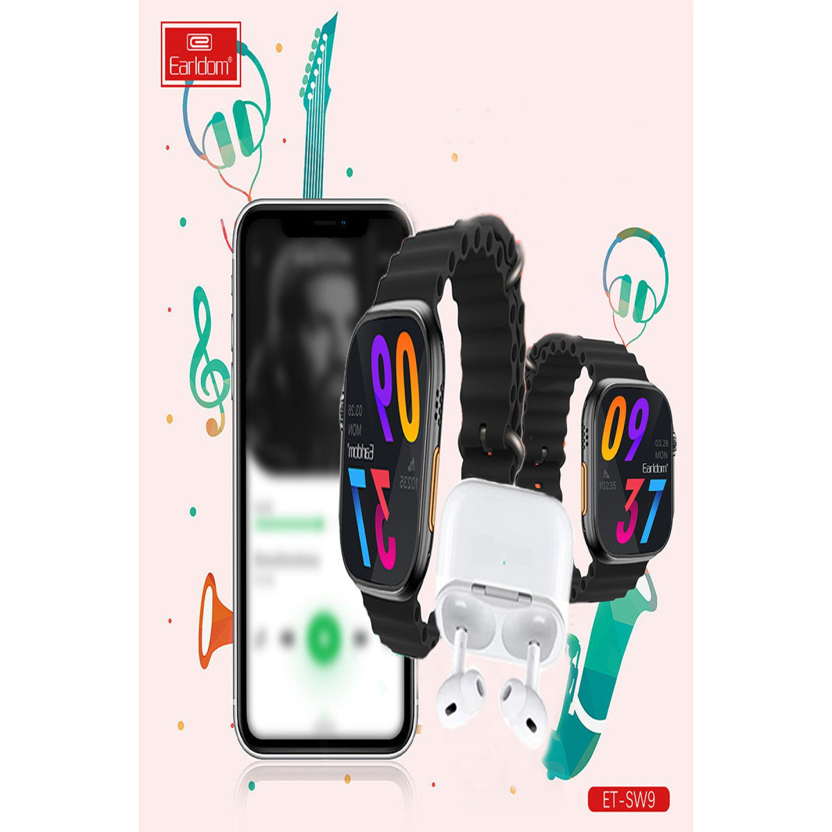 Earldom SW9 Akıllı Saat ve Airpods Kulaklık Set