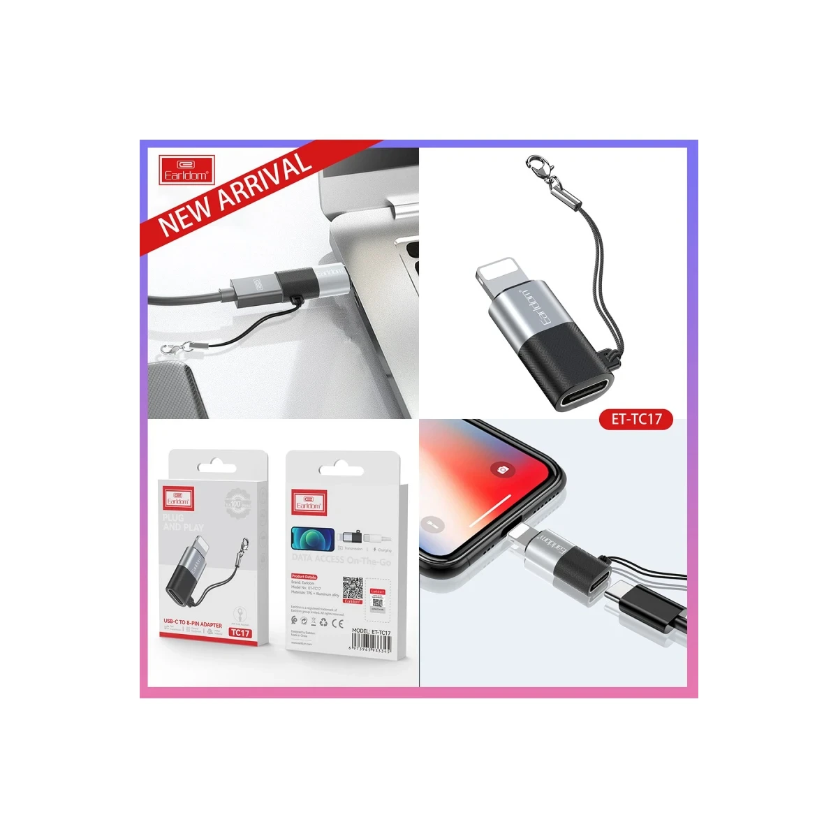 Earldom TC17 Tak Çalıştır Lightning to Type-C Dönüştürücü - Gümüş