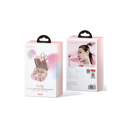 Earldom TWS49 BT 6.0 IPX4 Destekli Air Guided Ear-Clip Kablosuz TWS Kulaklık - Pembe