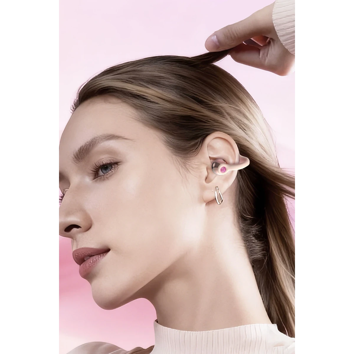 Earldom TWS49 BT 6.0 IPX4 Destekli Air Guided Ear-Clip Kablosuz TWS Kulaklık - Pembe
