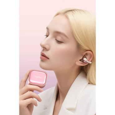 Earldom TWS49 BT 6.0 IPX4 Destekli Air Guided Ear-Clip Kablosuz TWS Kulaklık - Pembe