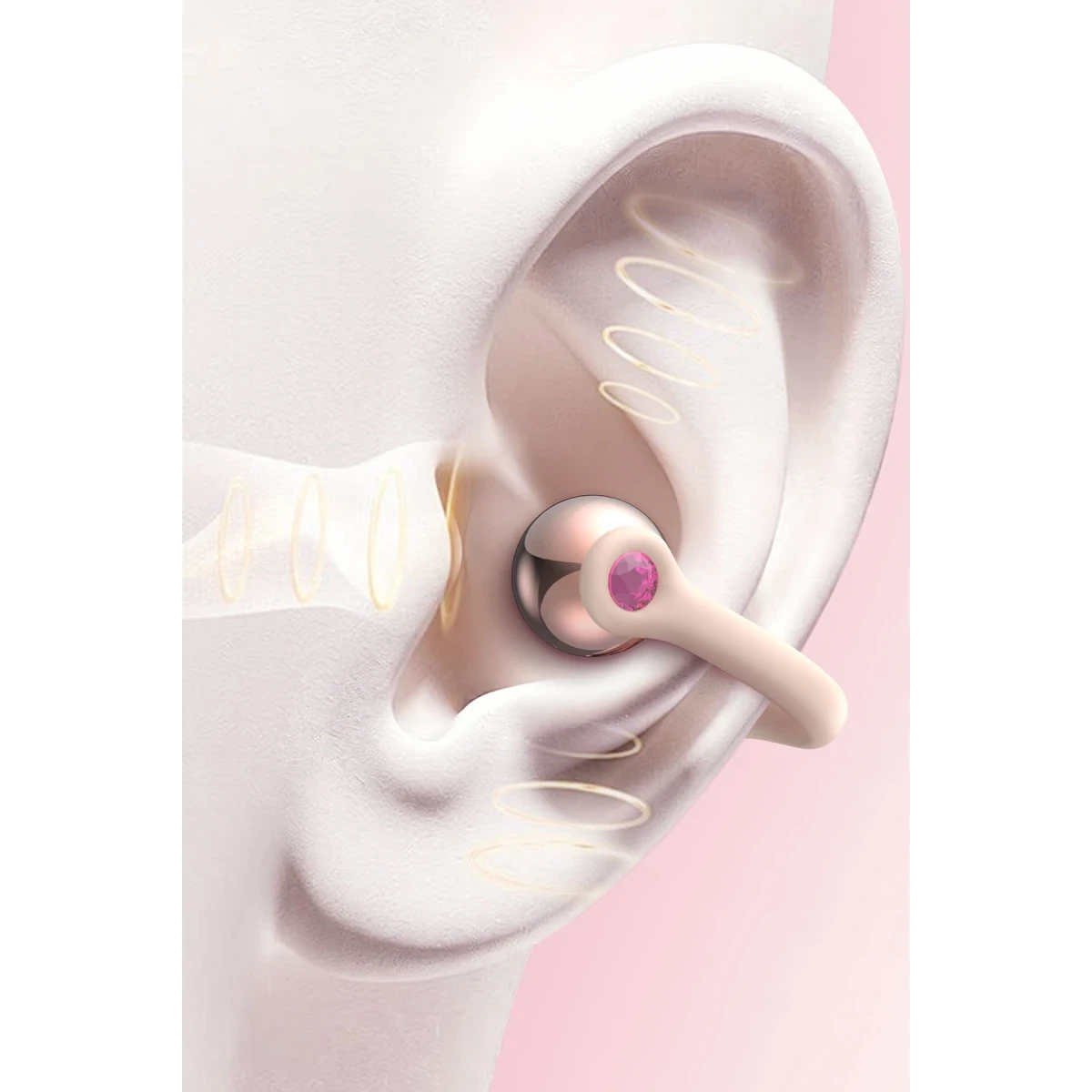 Earldom TWS49 BT 6.0 IPX4 Destekli Air Guided Ear-Clip Kablosuz TWS Kulaklık - Pembe