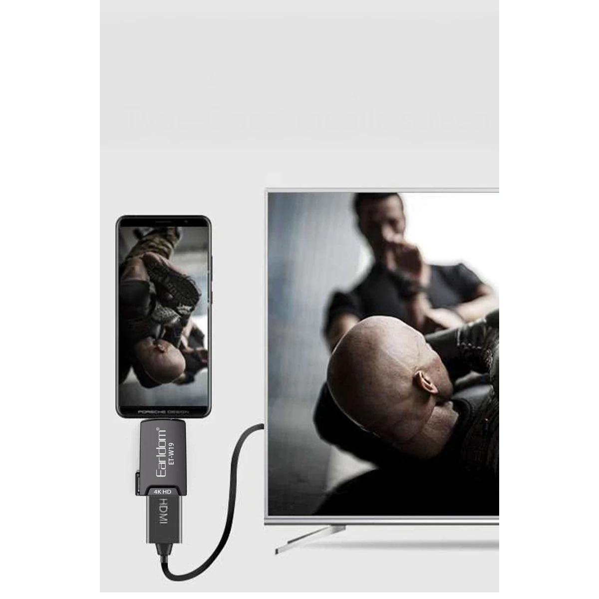 Earldom W19 4K Tak Çalıştır Type-C to HDMI Dönüştürücü - Siyah