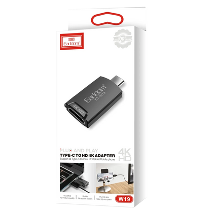 Earldom W19 4K Tak Çalıştır Type-C to HDMI Dönüştürücü - Siyah
