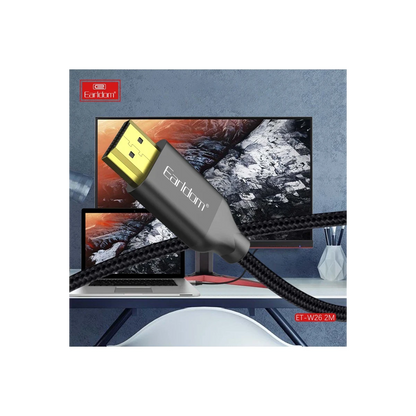 Earldom W26 2m 4K Altın Uçlu Hasır HDMI Kablo - Siyah