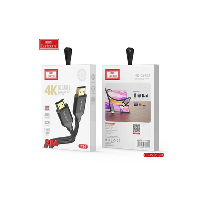 Earldom W26 2m 4K Altın Uçlu Hasır HDMI Kablo - Siyah